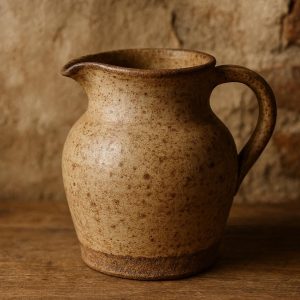 Ceramic Vase with Pouring Lip and Handle for Rustic Kitchen Decor