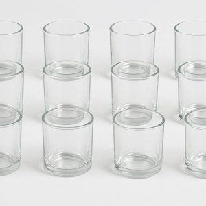 14 Simple Glass Cylinder Votive Candle Holder Bulk Pack of Twelve