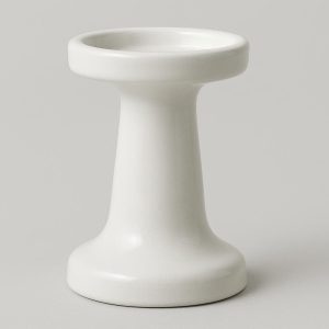 White Porcelain Pillar Candle Holder with Smooth Glaze Simple